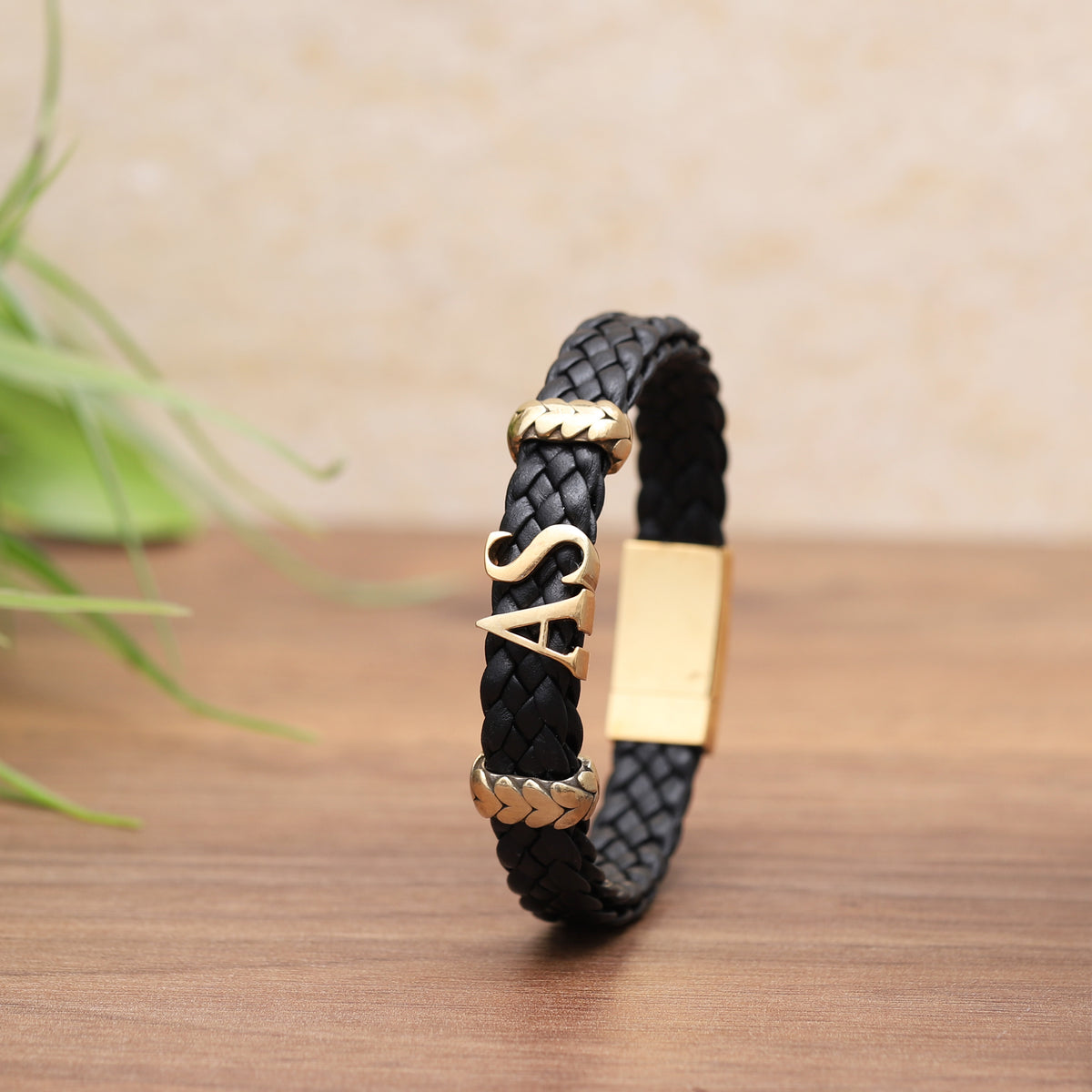 Wrap-Around Leather Bracelet with Gold Plated Charms