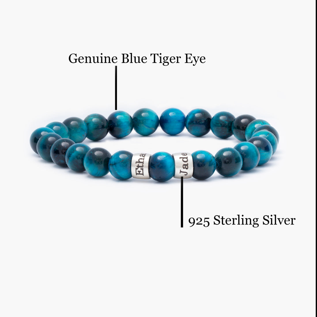 Customizable blue tiger eye bead bracelet for men, a unique gift for husband