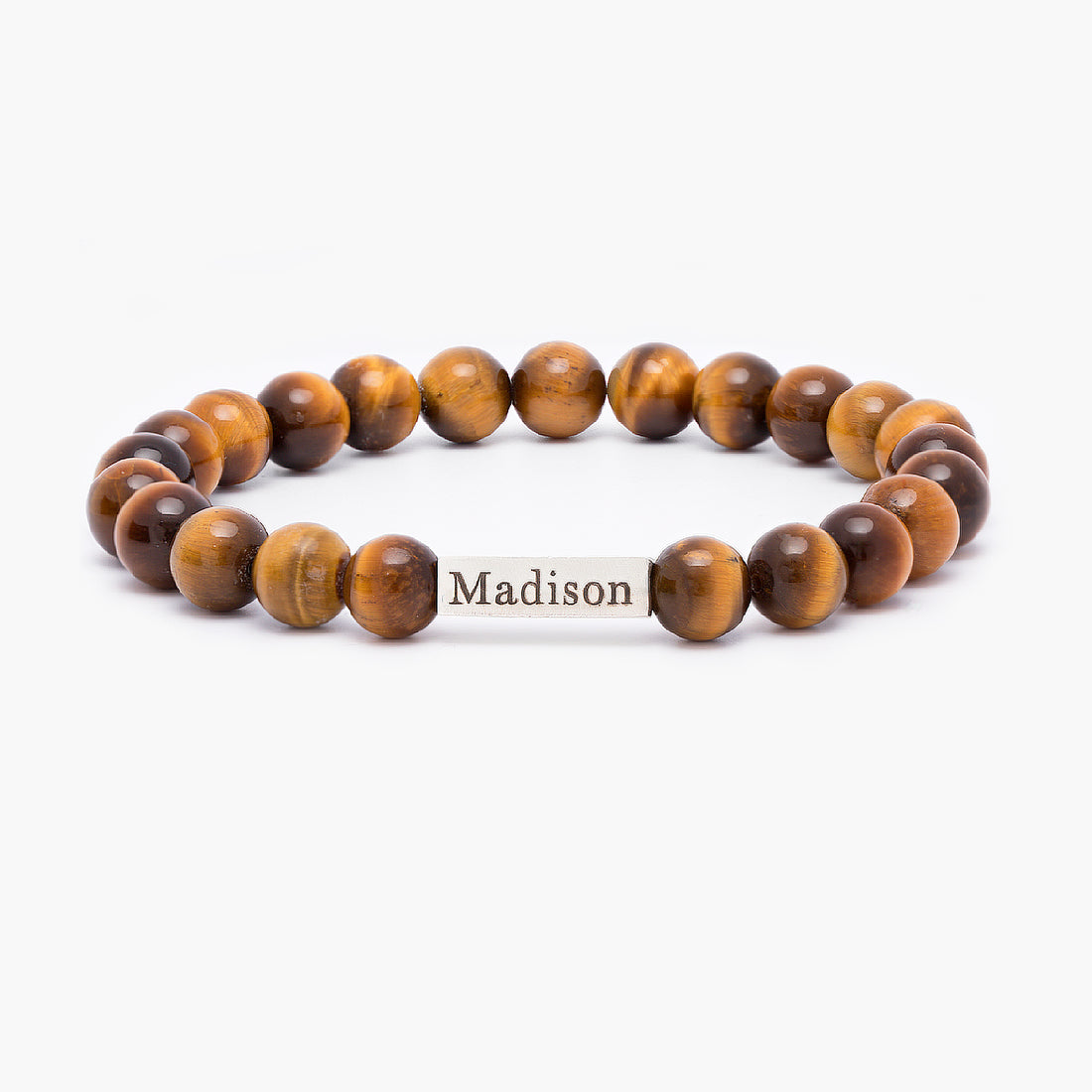 Stylish and Personalized Tiger Eye Bracelet for Men, worn in a casual setting