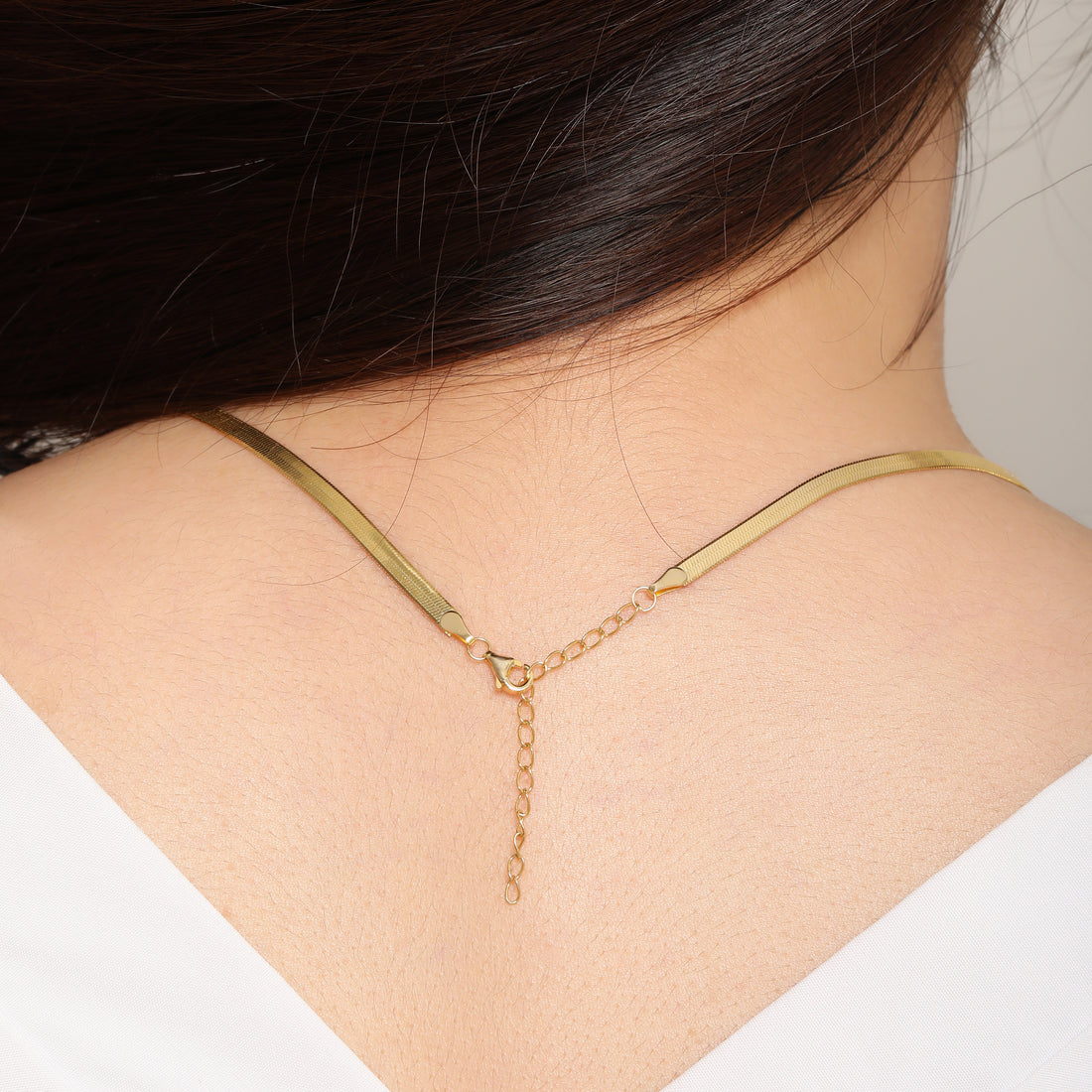 Herringbone Chain Necklace Gold