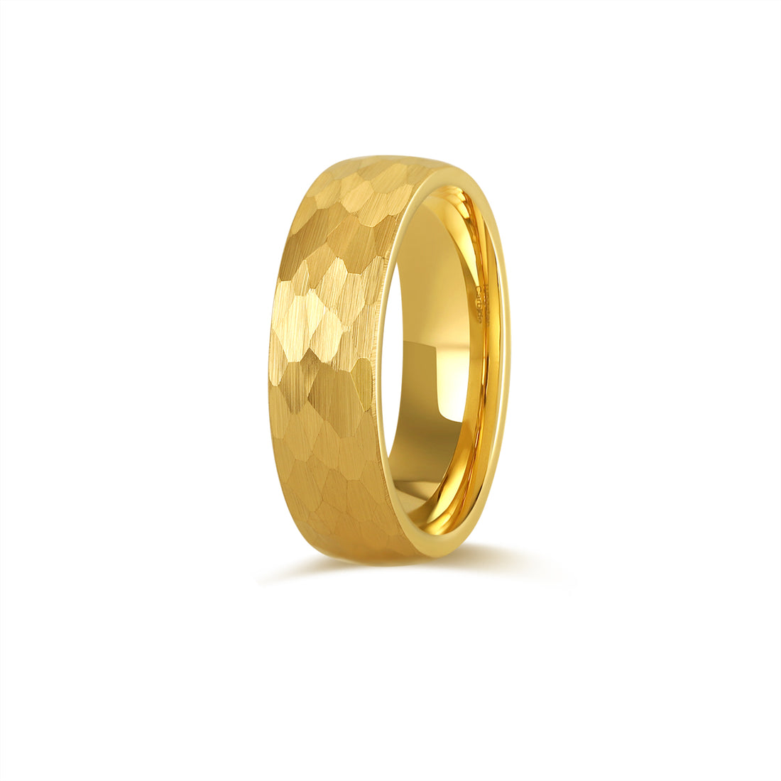 Gold Hammered Band – 8mm Wedding Ring for Men