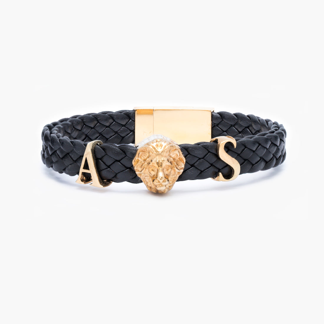 Anniversary Gift - Personalized Leather Bracelet with Gold Initials and Leo Charm for Husband