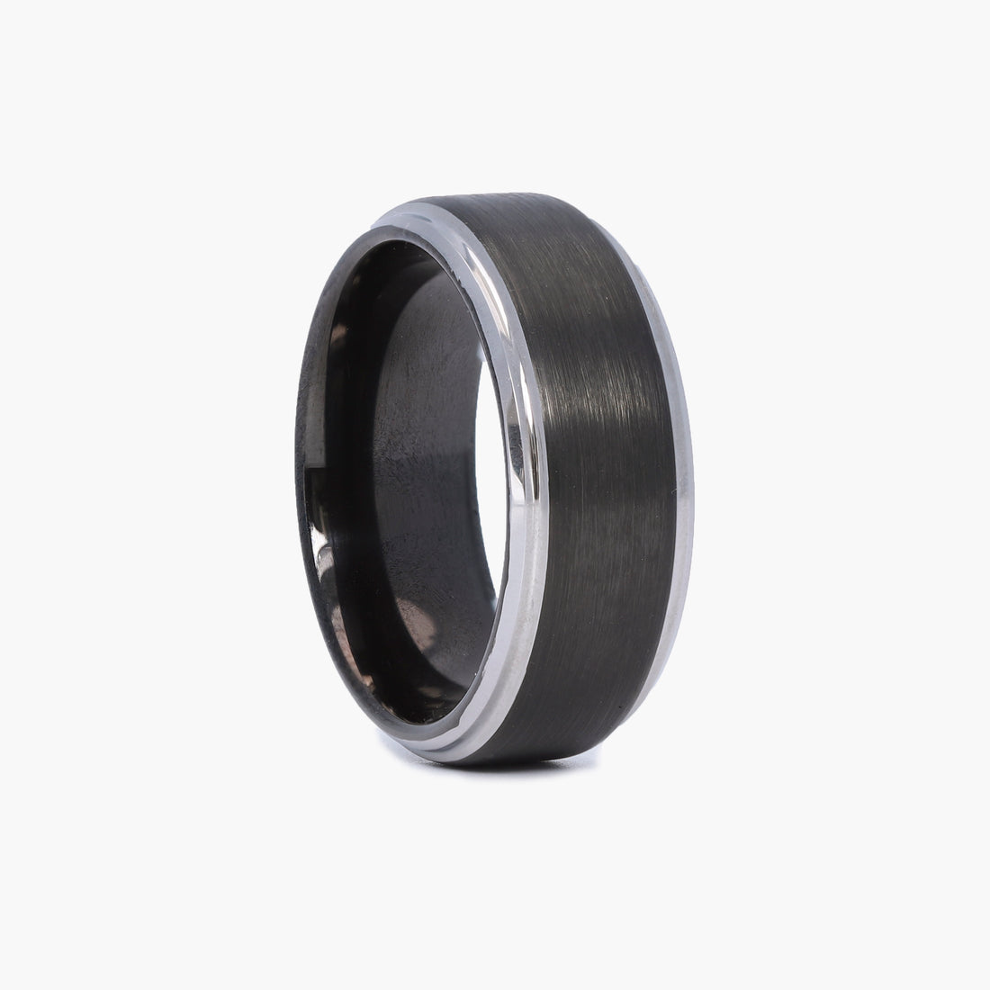 Men’s  Black tungsten ring with custom engraving