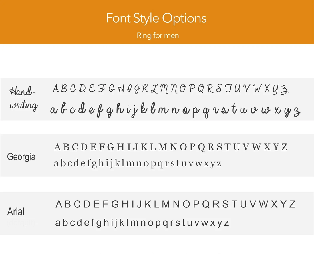 font style option for custom engraving ring