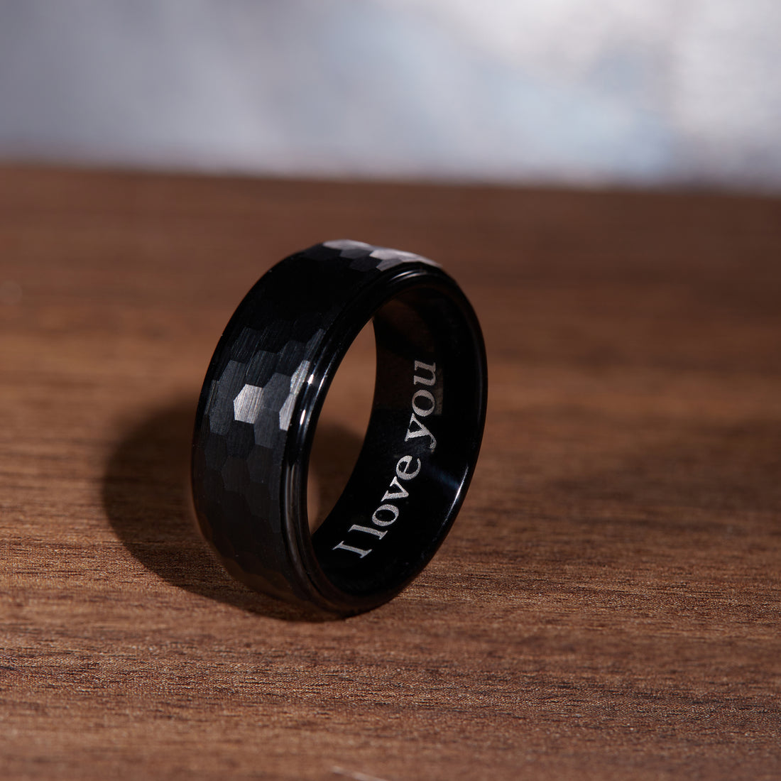 Custom-engraved tungsten carbide men's ring, a thoughtful and personalized men's birthday gift.