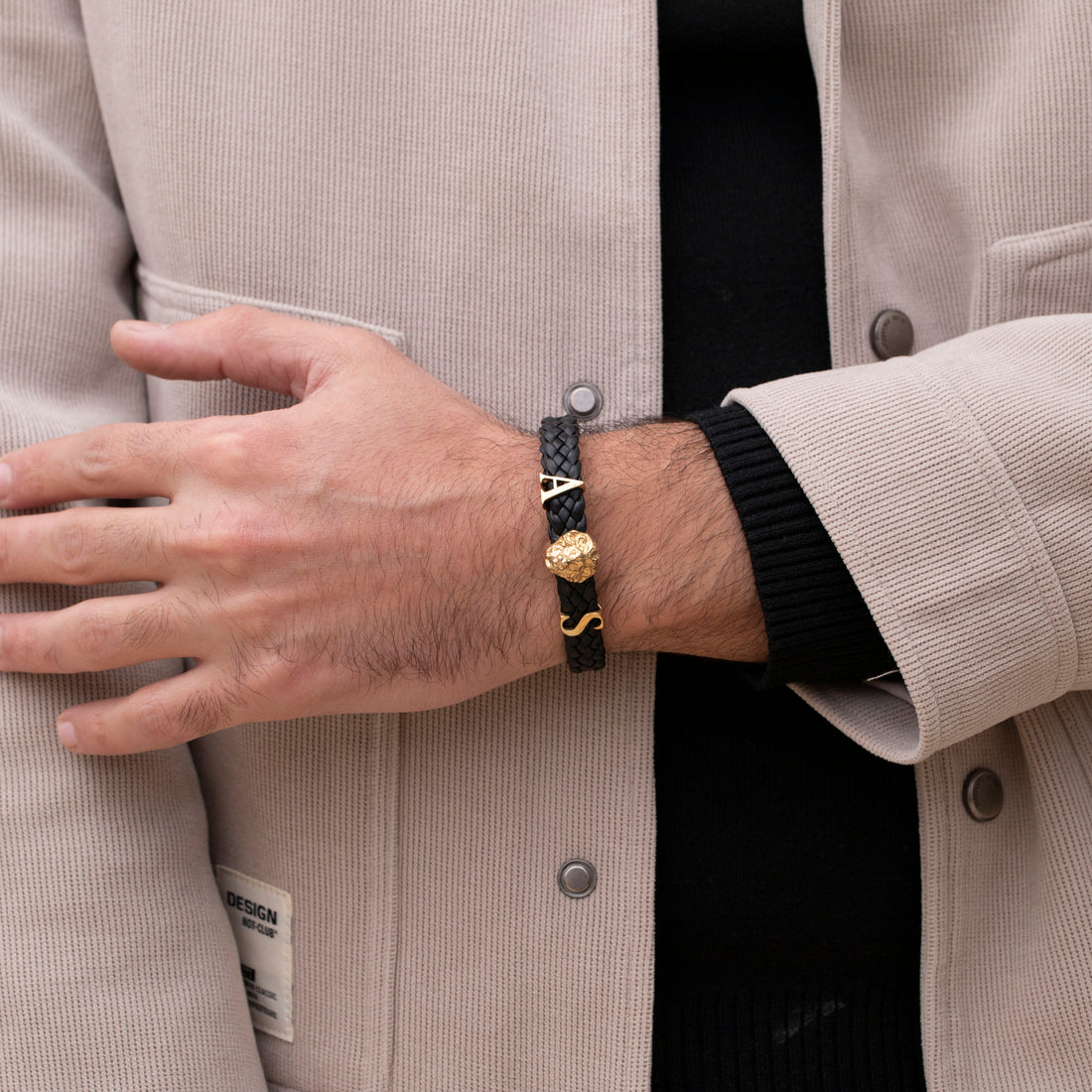 Unique Birthday Gift - Gold Initials Leo Leather Bracelet for Boyfriend