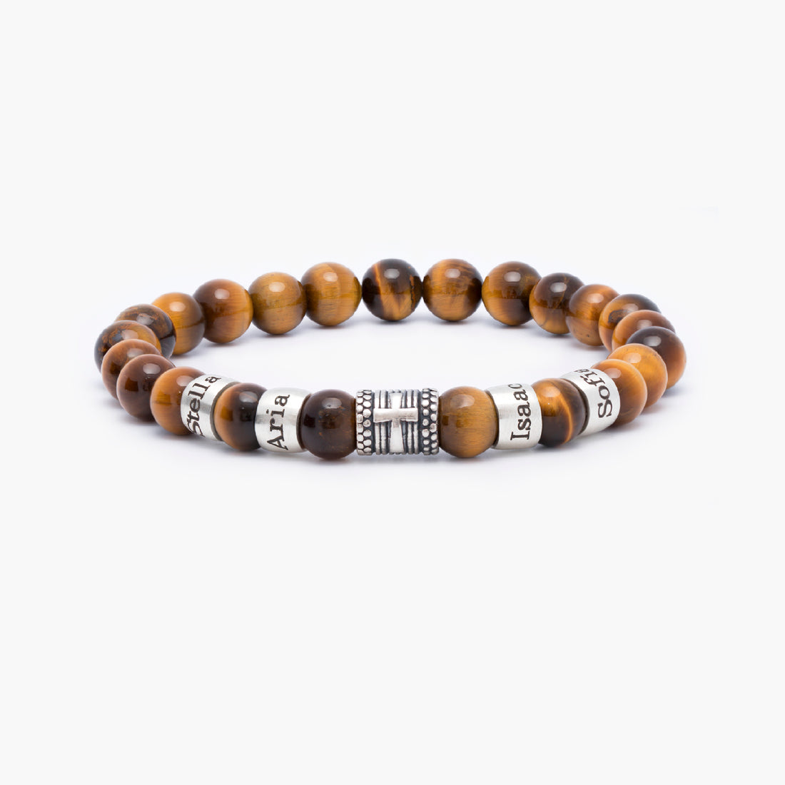 Personalized Tiger Eye Bracelet with Elegant Cross Charm for Spiritual Expression