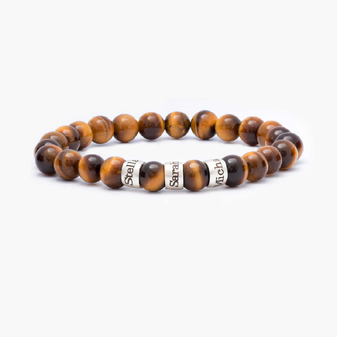 Custom Engraved Tiger Eye Bracelet with a Distinctive Cross Charm - Perfect for Gifting