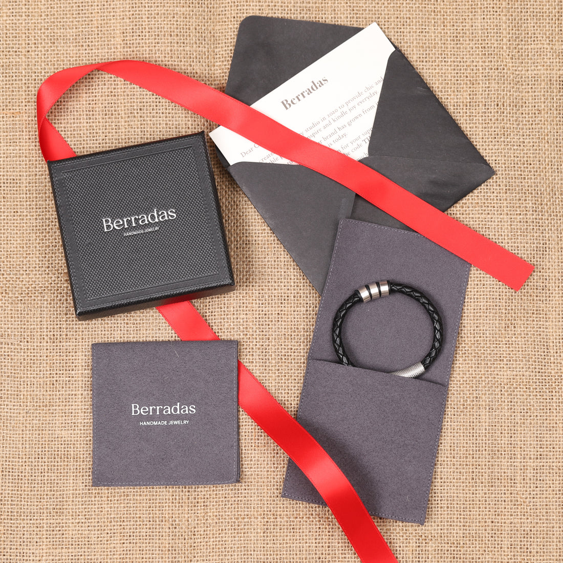 Custom-designed packaging box for a leather bracelet, featuring a sophisticated exterior and soft interior to enhance the gifting experience