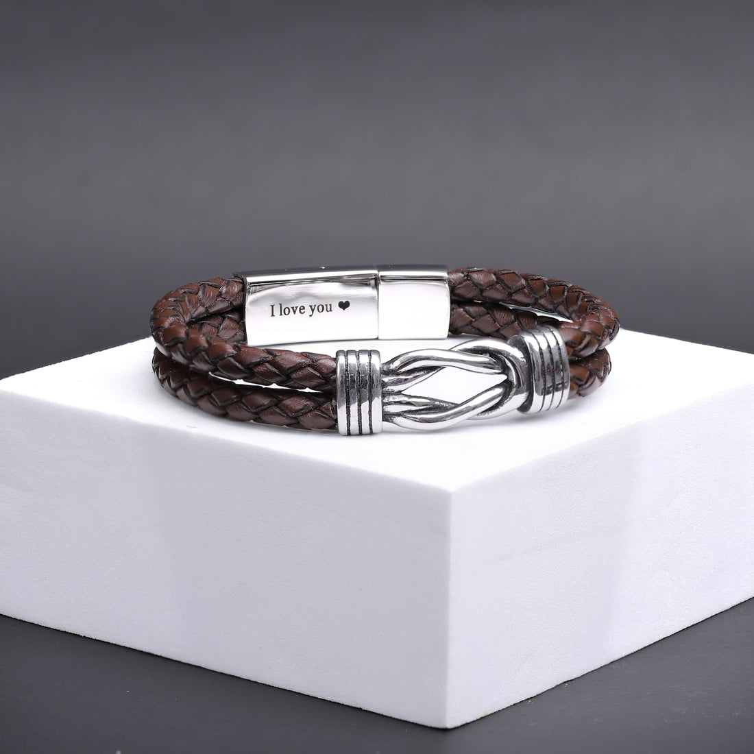 Infinity Knot Brown Leather Bracelet for Men