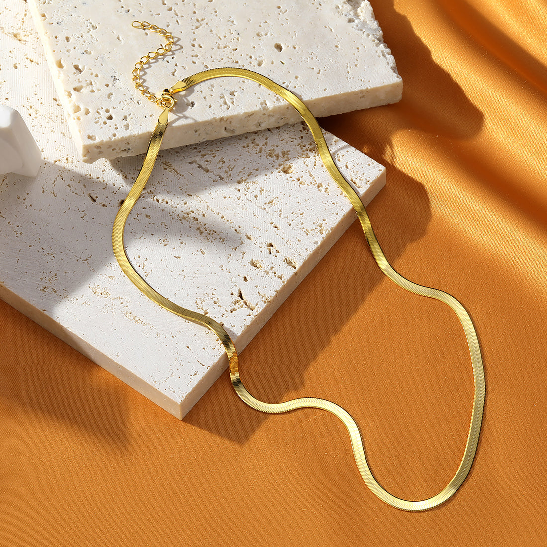 Herringbone Chain Necklace Gold