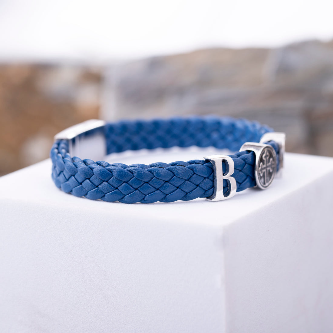 Sophisticated Men's Jewelry - Initial and Cross Bracelet, combining style with personalization, suitable for gifts for husbands and sons."