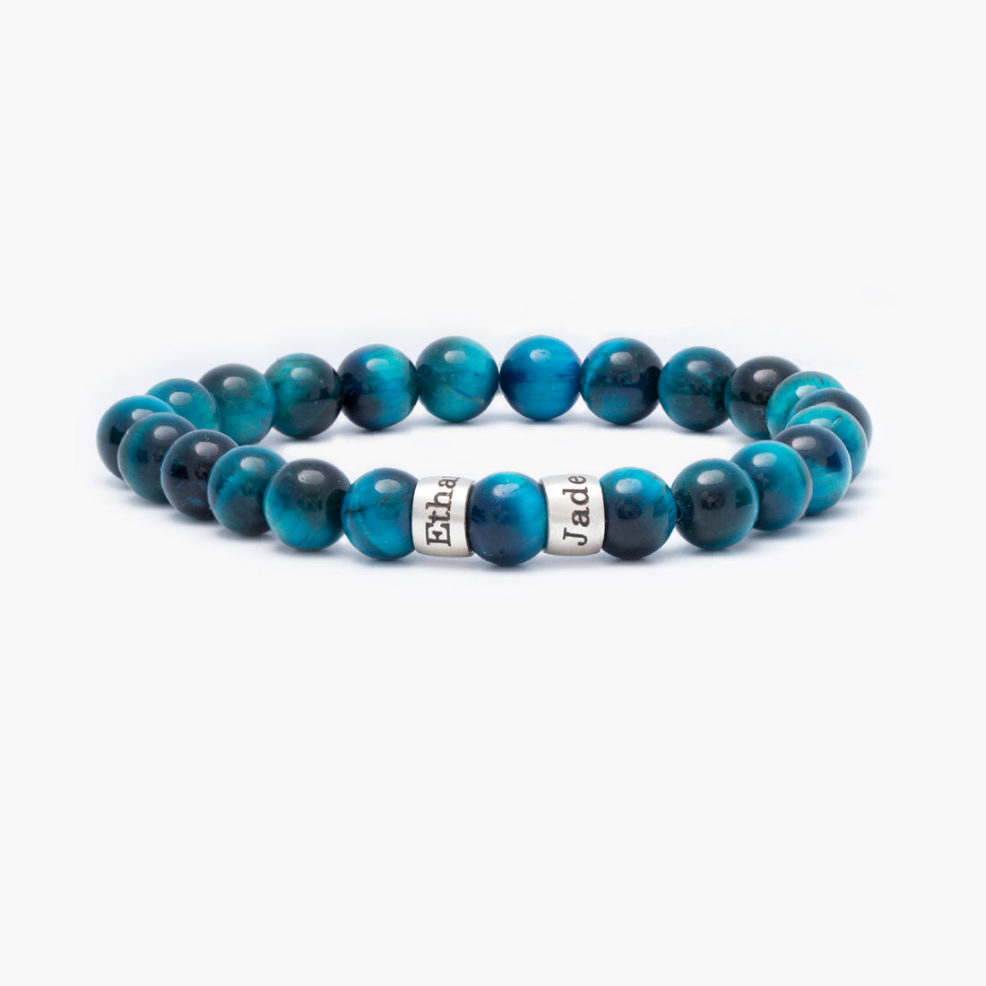 Personalized blue tiger eye beads bracelet for men, ideal as a husband's gift