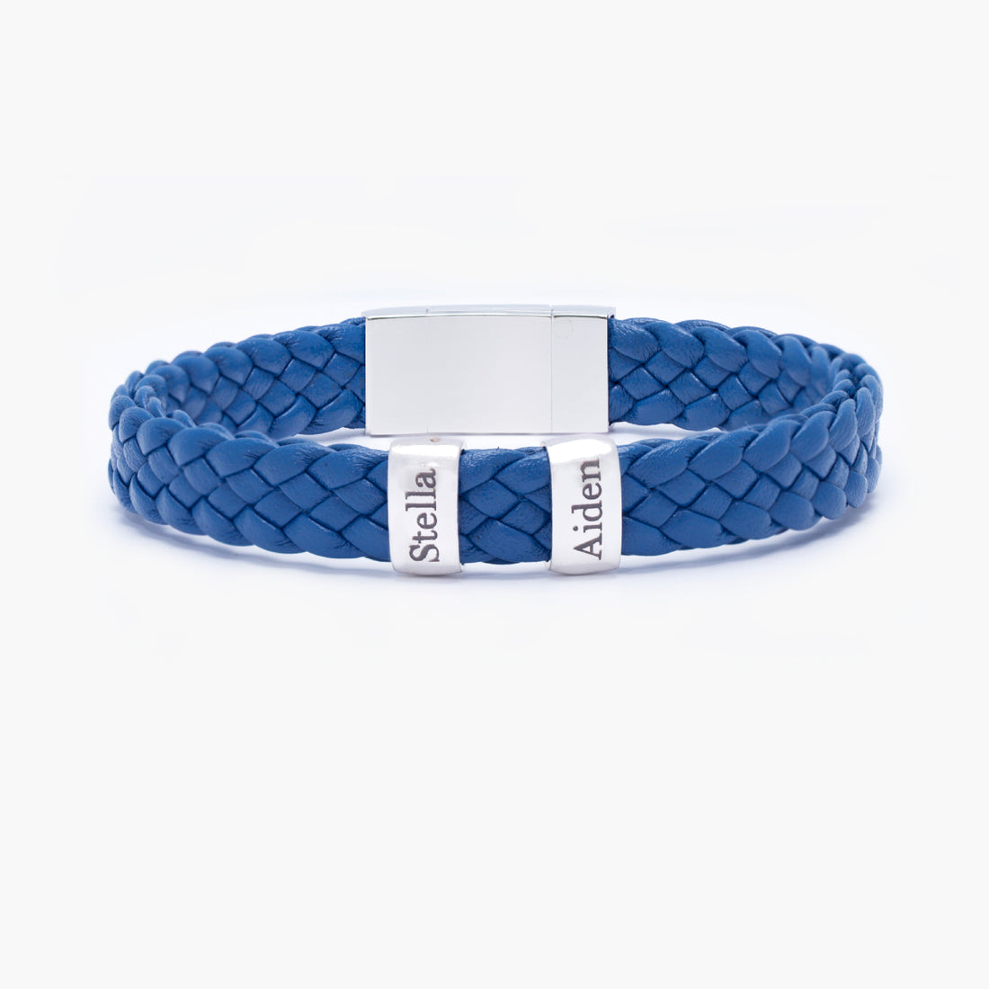 Names bracelet for men in blue leather