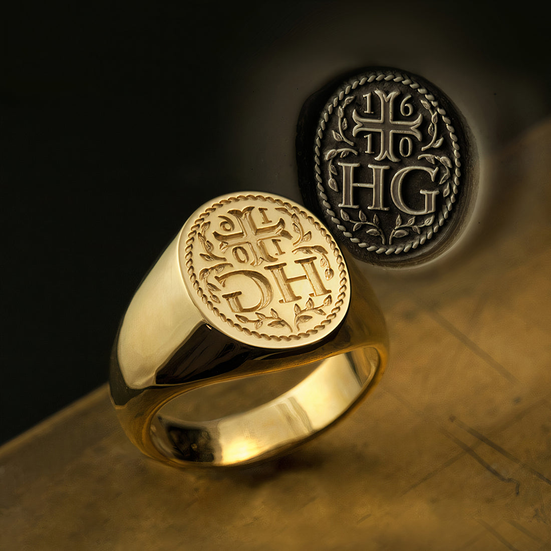 Custom Signet Ring - Personalized Ring for Men