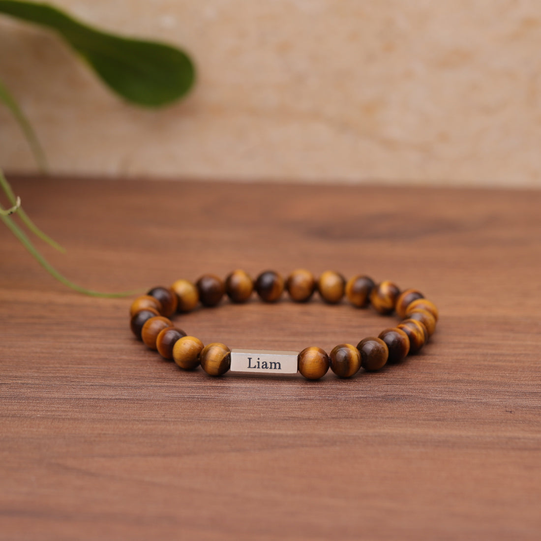 Handmade Custom Name Tiger Eye Bracelet for Men, ideal for special occasions.