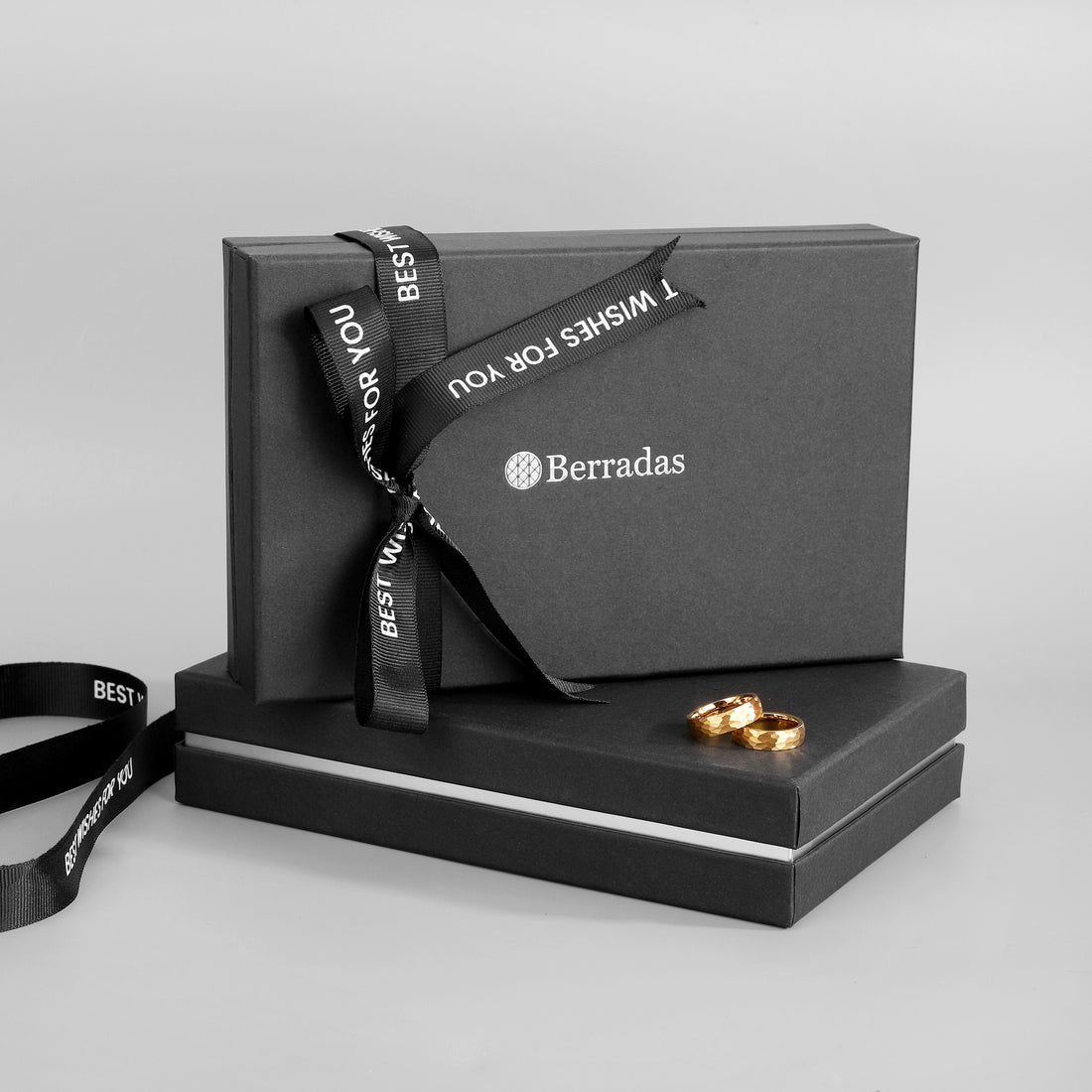 Elegant gift-ready packaging for a modern men's wedding band, highlighting premium quality and attention to detail.