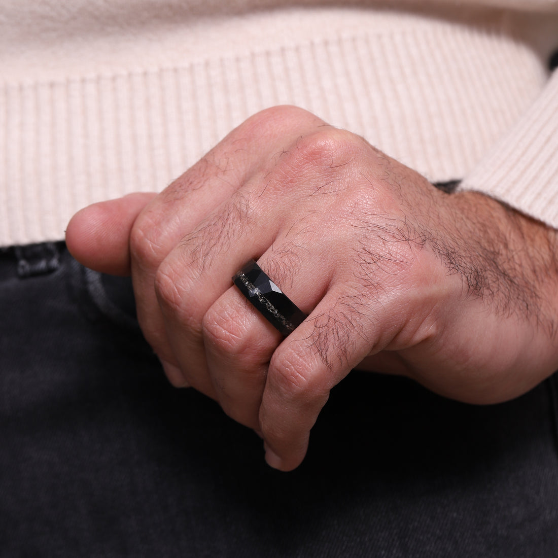 Unveil a world of unique men's rings with our Black Hammered Ring – a gift for every occasion