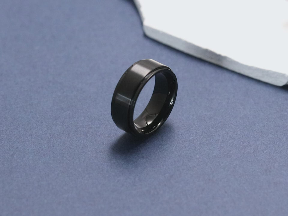 A unique wooden inlay promise ring for men, with a special quote engraved inside, making it a meaningful gift for a boyfriend