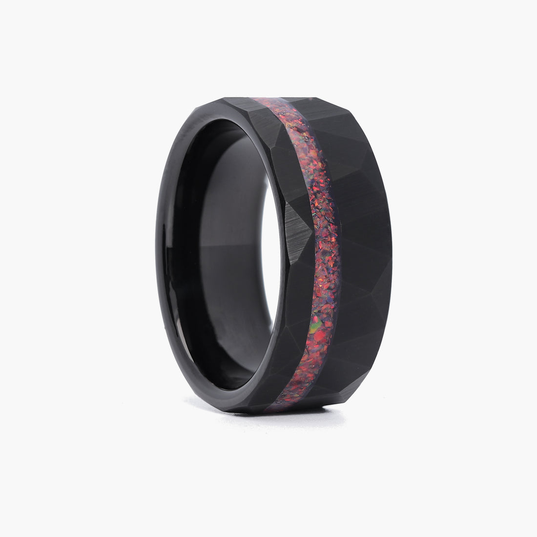 Opal Inlay Black Ring for Men