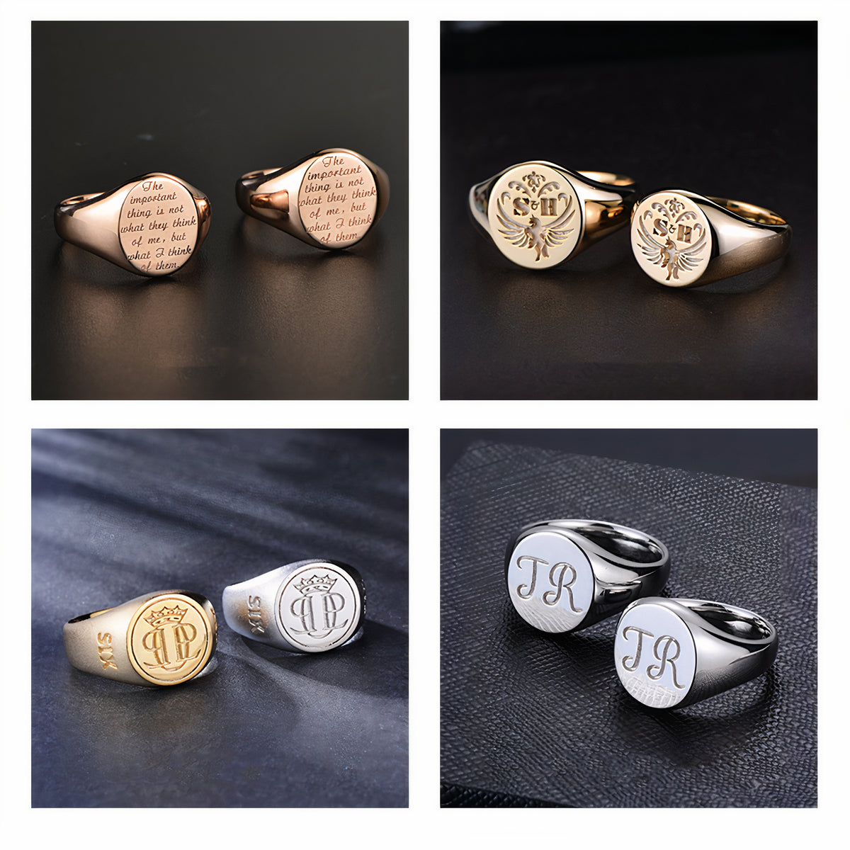 Monogramed Signet Rings Men Custom Signet Ring - Personalized Ring for Men – Berradas Jewelry