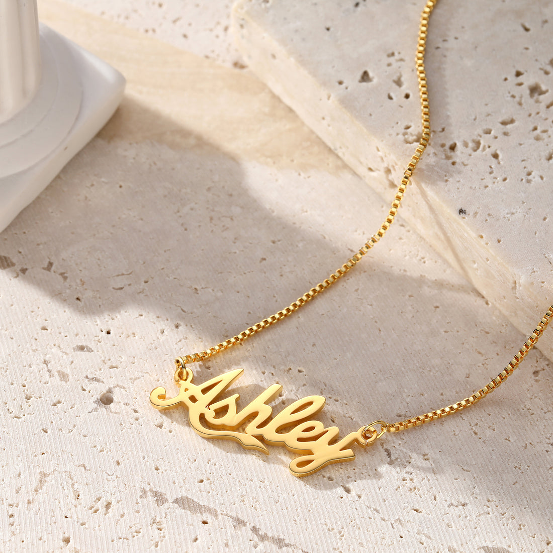 18k Gold Cursive Custom Name Necklace - Berradas Jewelry