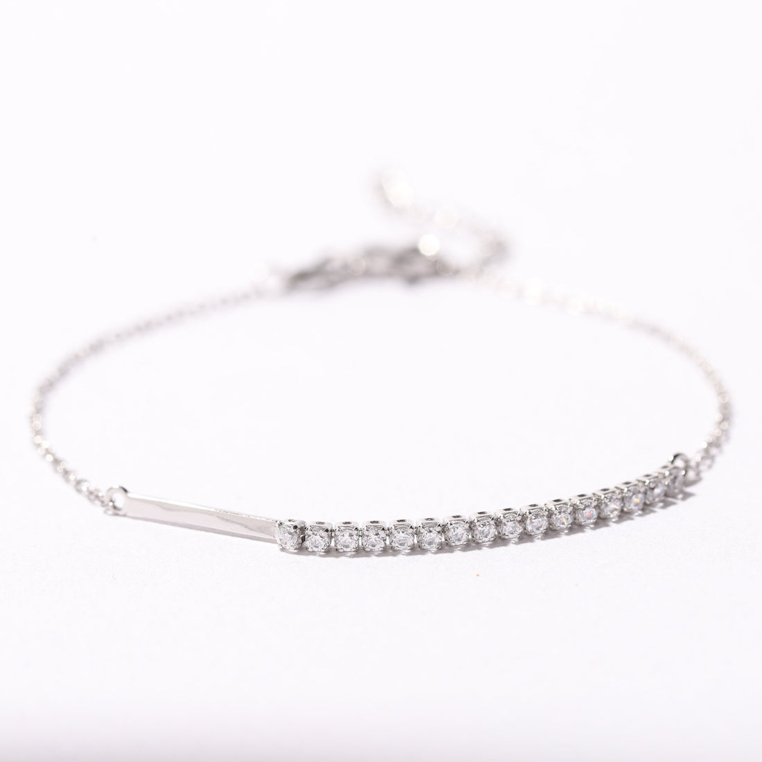 sterling silver pave bar bracelet