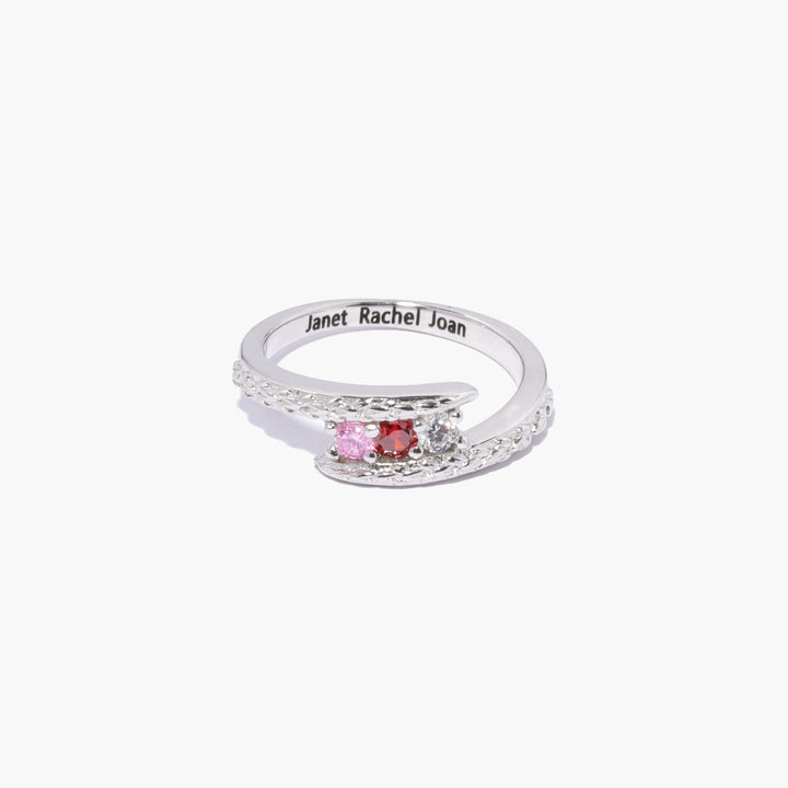 Family Birthstones Ring with Engraving - Berradas jewelry