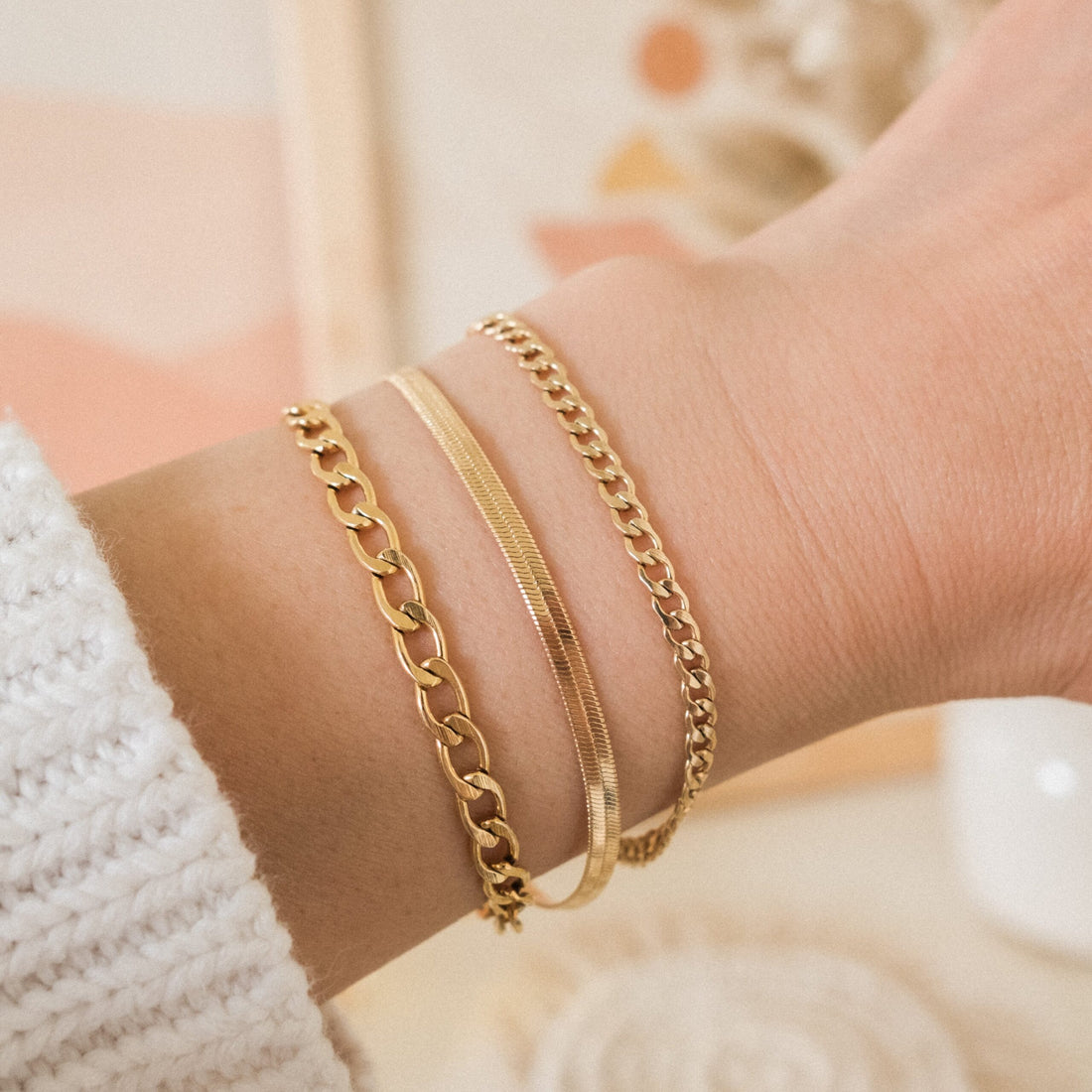 Essential Herringbone Bracelet - 18k Gold Vermeil