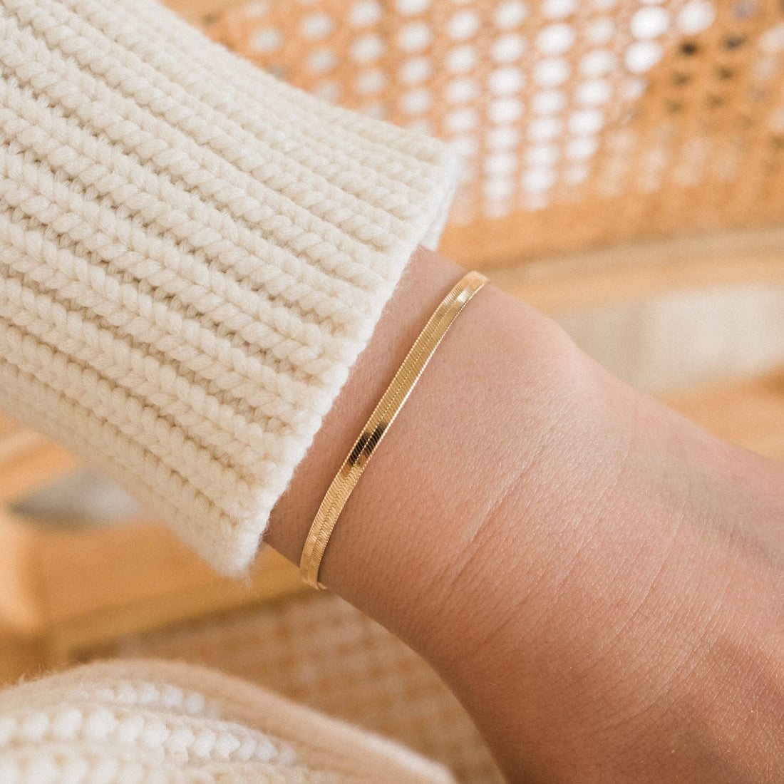 Essential Herringbone Bracelet - 18k Gold Vermeil