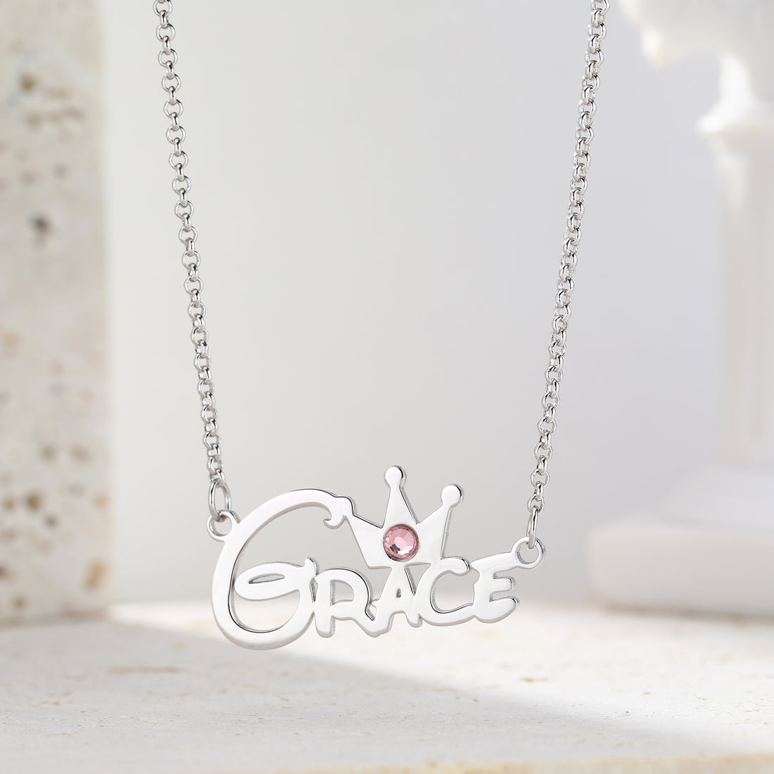 Custom name necklace with birthstone