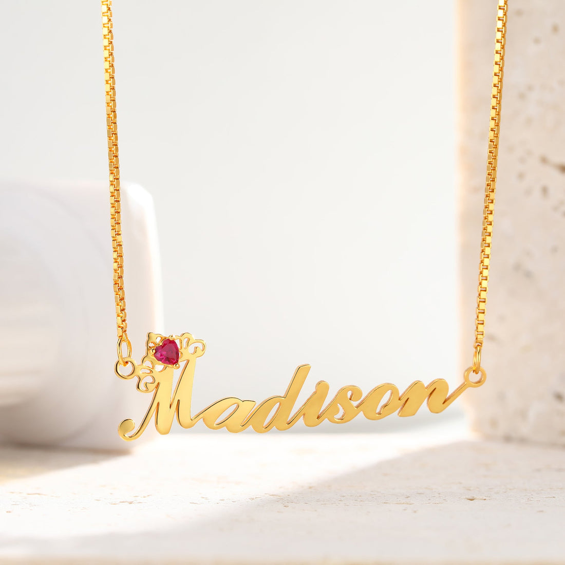 Custom name necklace with birthstone