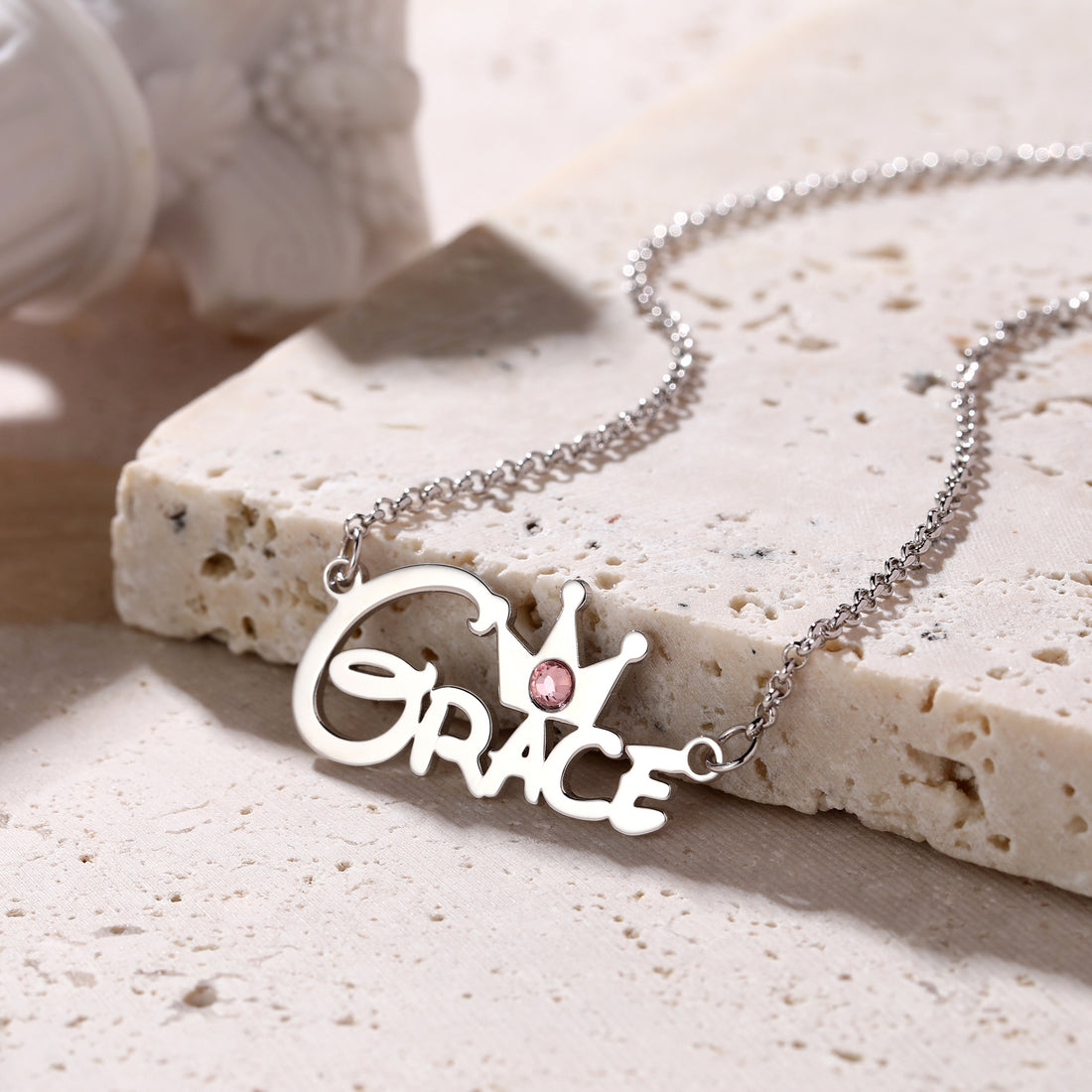 Custom name necklace with birthstone