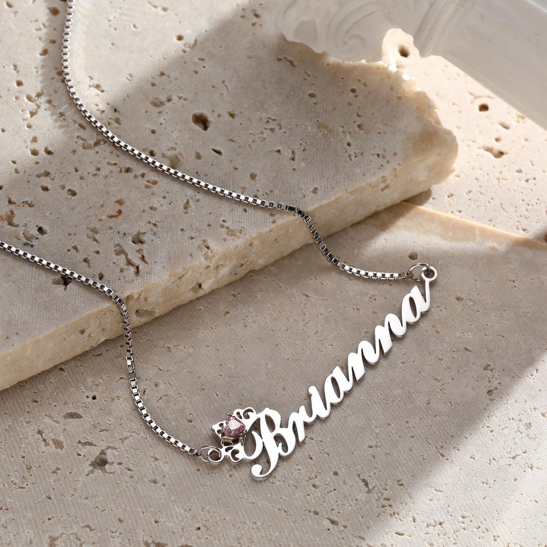 Custom name necklace with birthstone