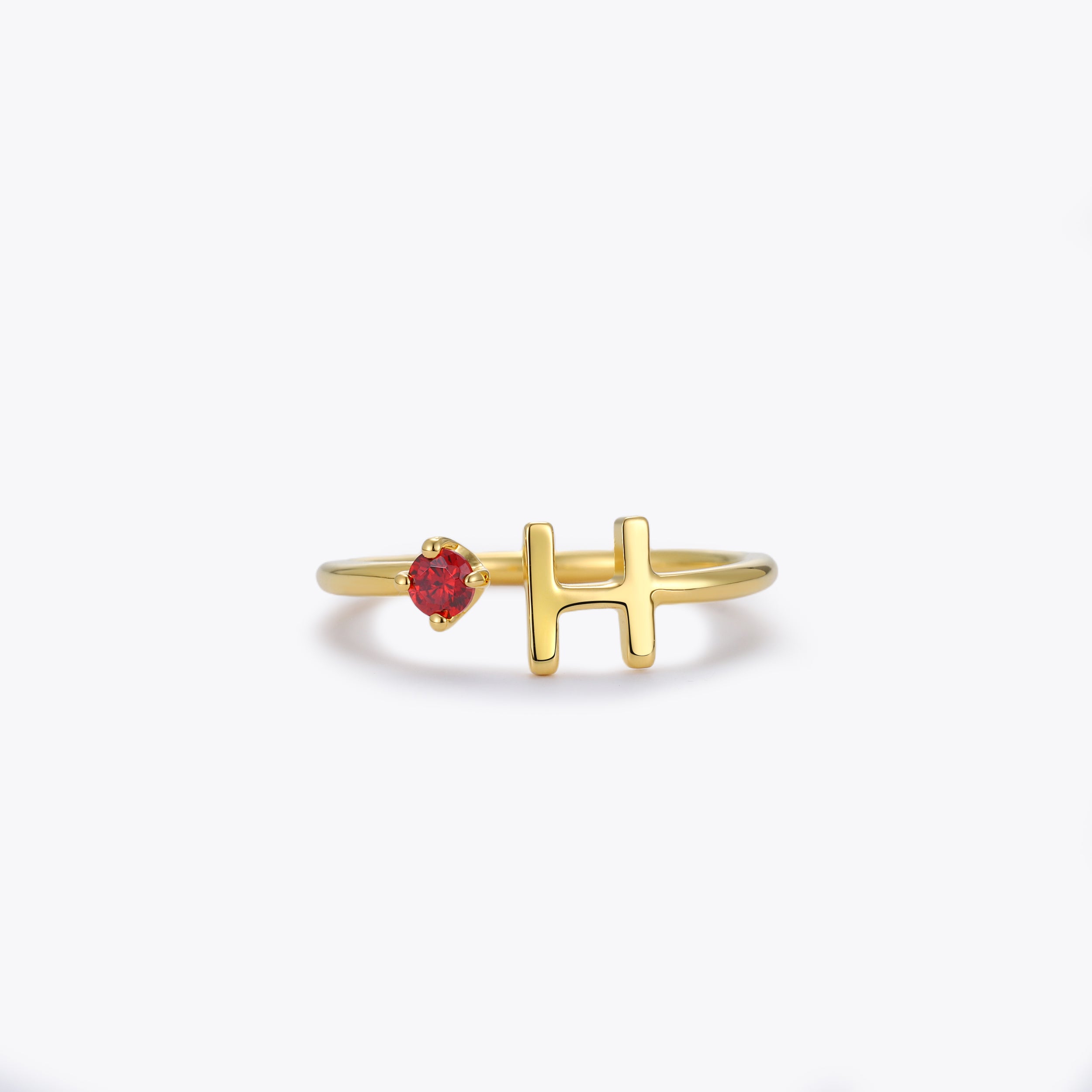 Birthstone Initial Ring