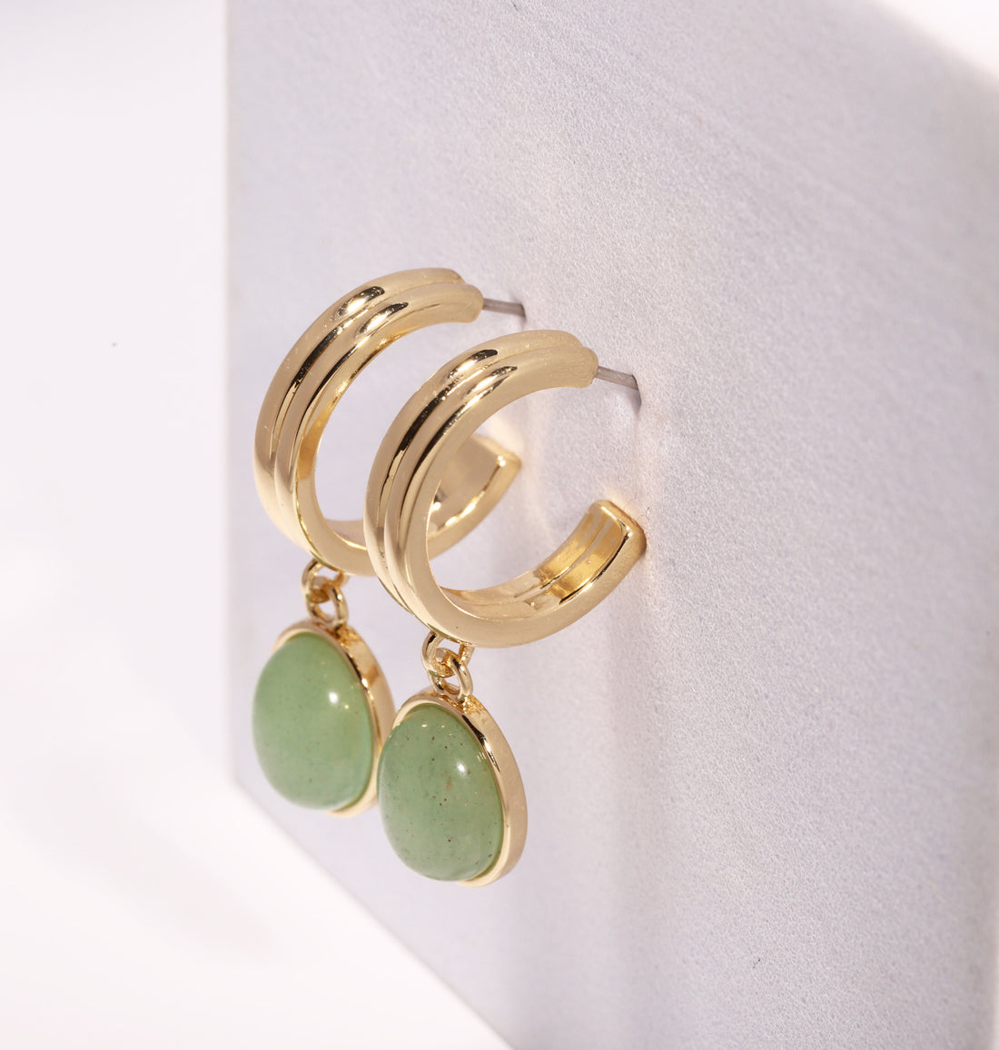 Green Aventurine Hoop Earrings Green Aventurine hoop earrings - 14k Gold Filled earrings - Statement Earrings - Dangle Earrings - Gift for Her - Spiritual Jewelry