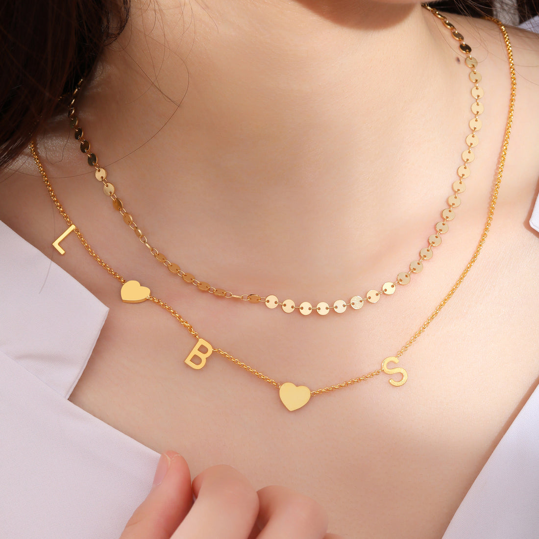 Heart & Initial letters necklace