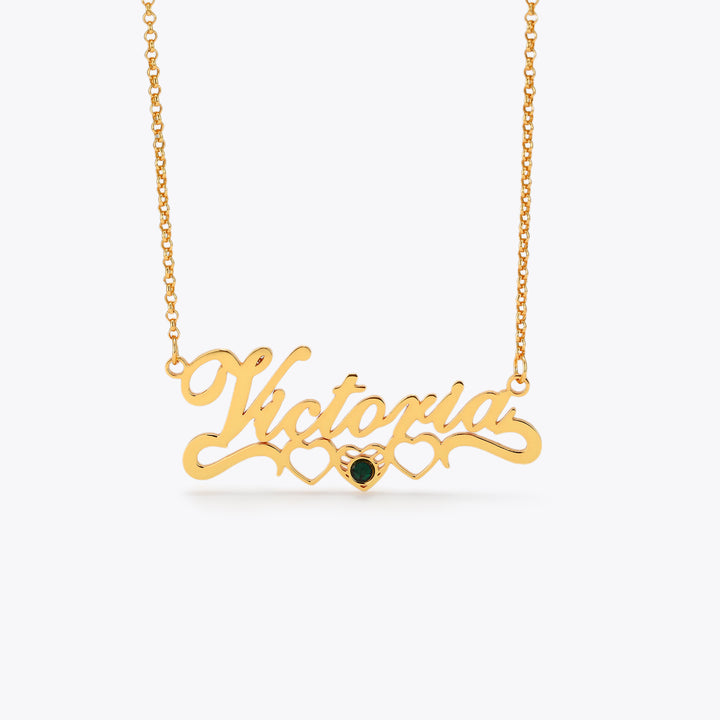 Custom name with birthstone necklace