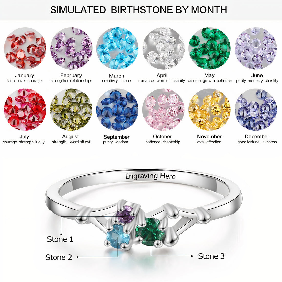 Personalized birthstone ring for women - Berradas. Jewelry