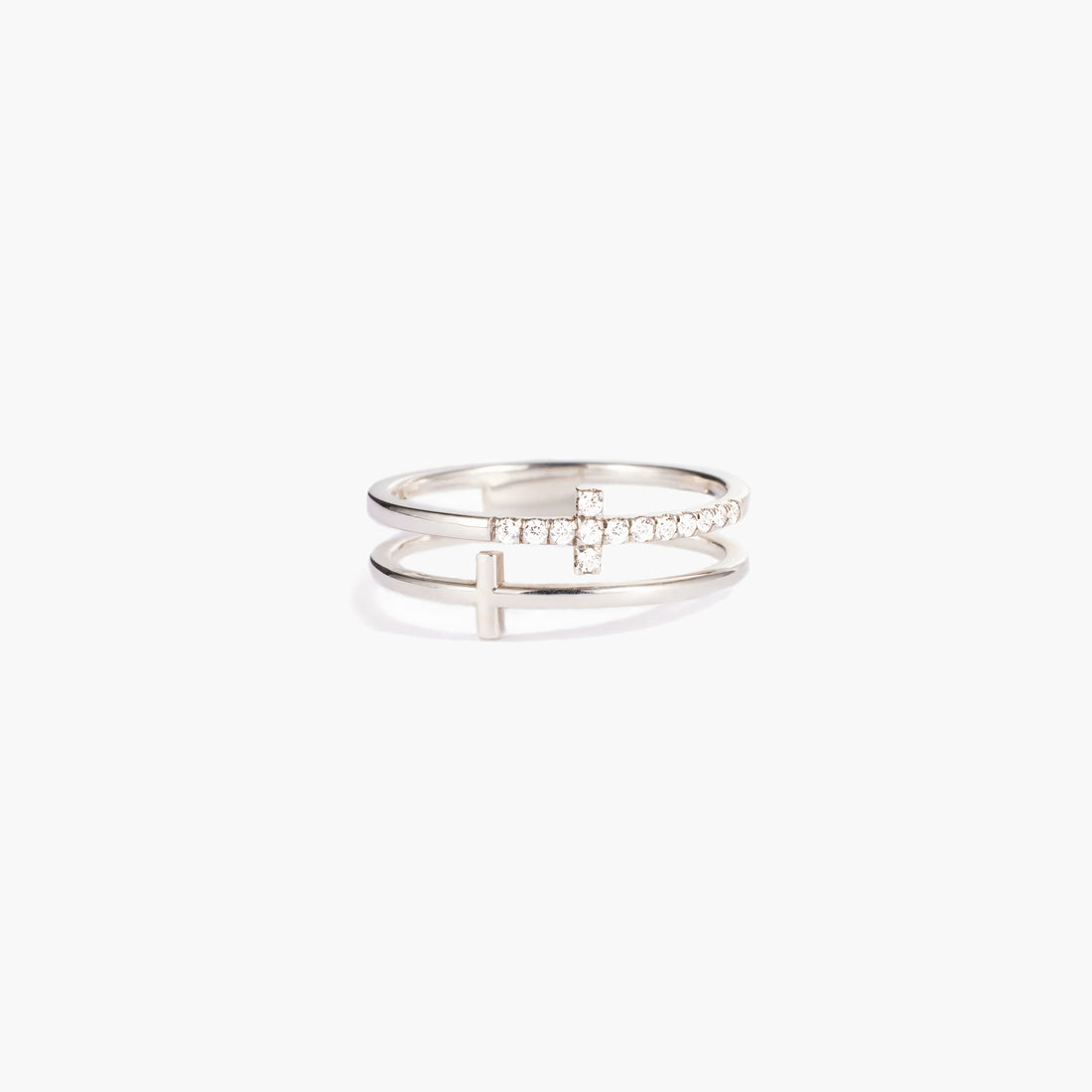 Double Cross Ring in Silver