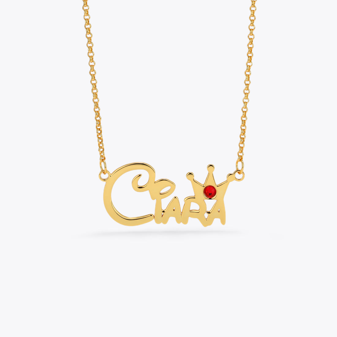 Cursive name necklace with birthstone