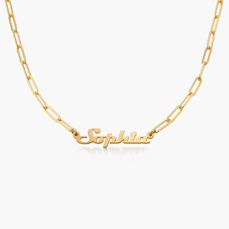 Link chain name necklace