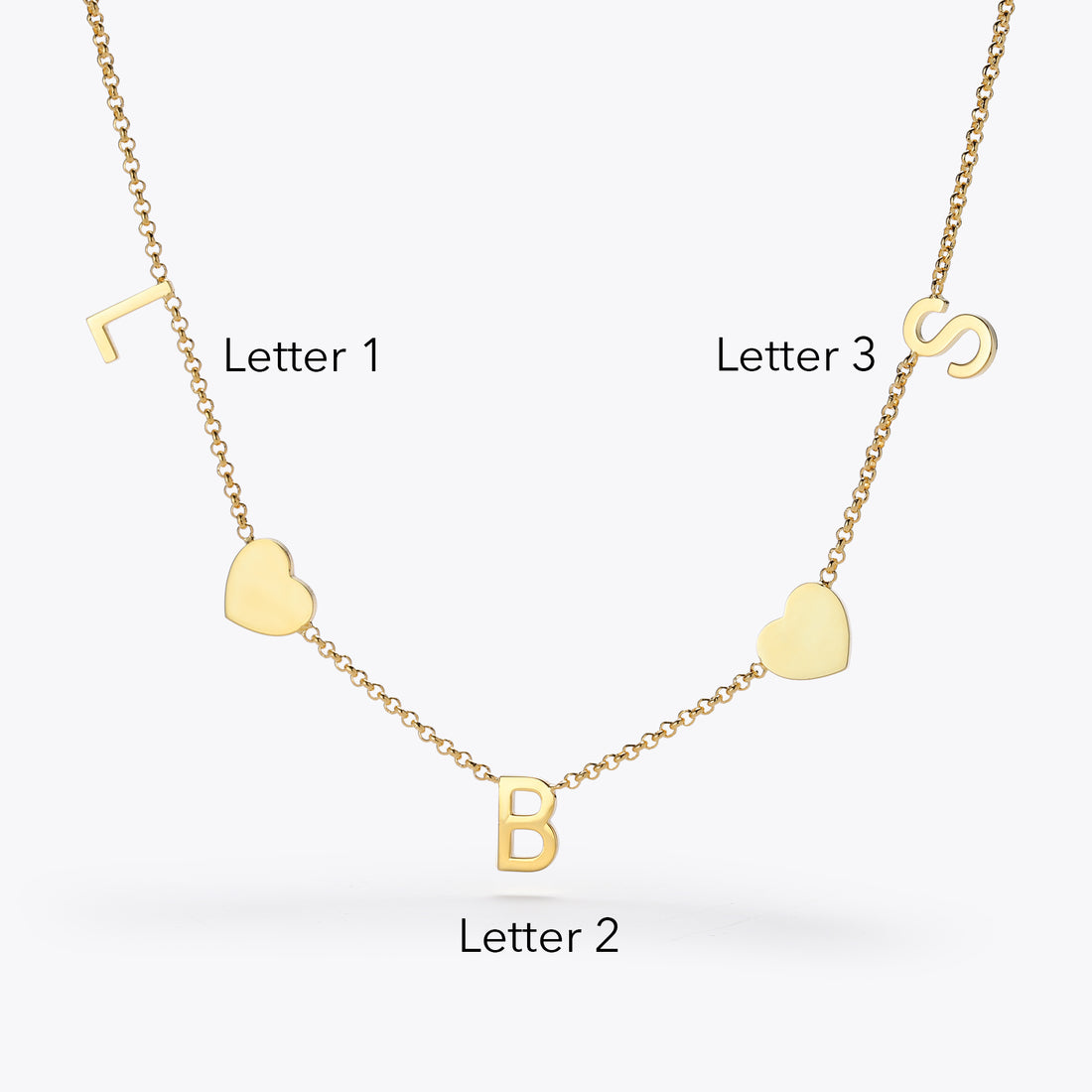 Heart & Initial letters necklace