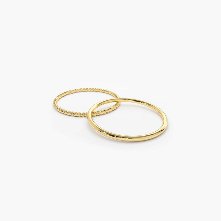 Gold Twisted Rope Ring Set