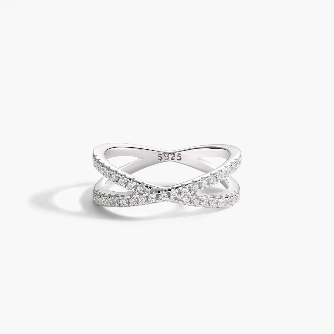 Pave X Ring in Silver